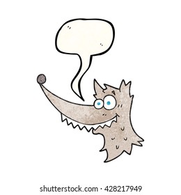 freehand speech bubble textured cartoon wolf head