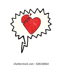 freehand speech bubble textured cartoon broken heart