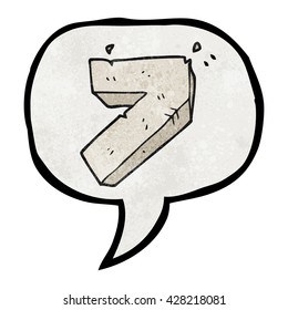 freehand speech bubble textured cartoon stone number seven