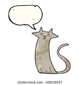 freehand speech bubble textured cartoon cat