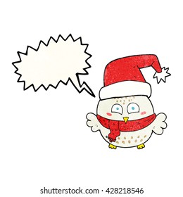 freehand speech bubble textured cartoon cute christmas owl