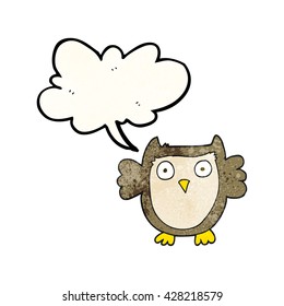 freehand speech bubble textured cartoon owl