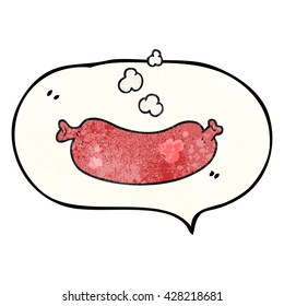 linguiça quente de desenho animado texturizado de fala à mão livre