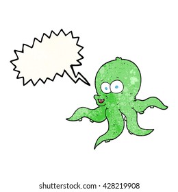 freehand speech bubble textured cartoon octopus