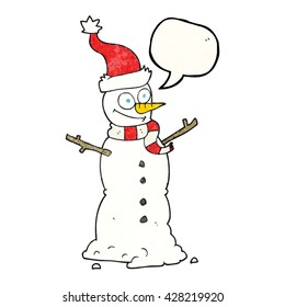 freehand speech bubble textured cartoon snowman