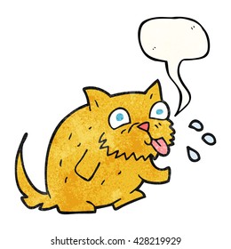 freehand speech bubble textured cartoon cat blowing raspberry