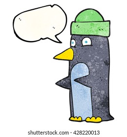 burbuja de la libre expresión textura caricatura pingüino usando sombrero