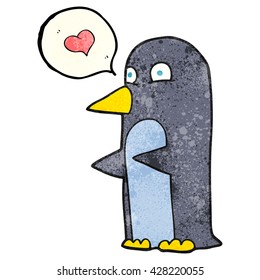 freehand speech bubble textured cartoon penguin