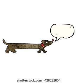 freehand speech bubble textured cartoon dachshund