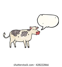 freehand speech bubble textured cartoon cow