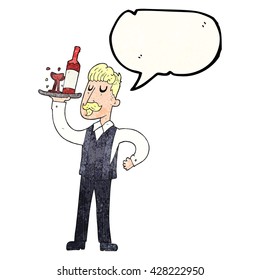 freehand speech bubble textured cartoon waiter
