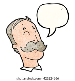 burbuja de habla libre textura caricatura de un hombre envejecido con bigote