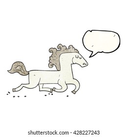 freehand speech bubble textured cartoon running horse