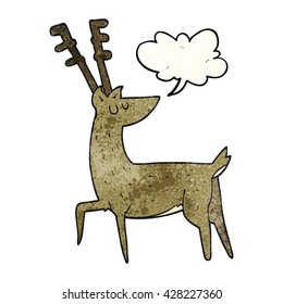 freehand speech bubble textured cartoon stag