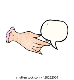 mano de caricatura texturizada con burbuja de habla libre