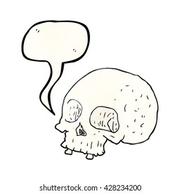 freehand speech bubble textured cartoon old skull