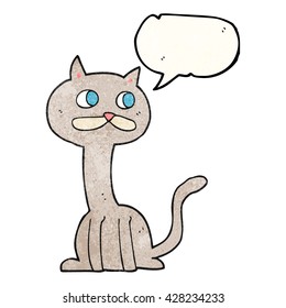 freehand speech bubble textured cartoon cat