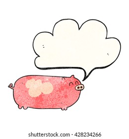 cerdo de caricatura textualizado con burbujas de voz libre
