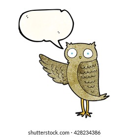 freehand speech bubble textured cartoon owl