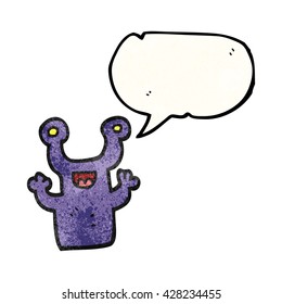 caricatura texturizada con burbuja de la libre expresión alienígena pequeño