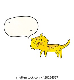 balão de fala à mão livre texturizado desenho animado gato