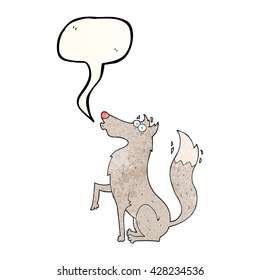 freehand speech bubble textured cartoon wolf