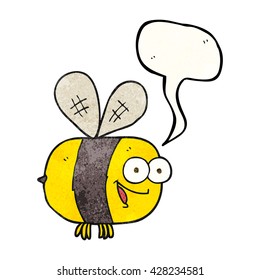 freehand speech bubble textured cartoon bee