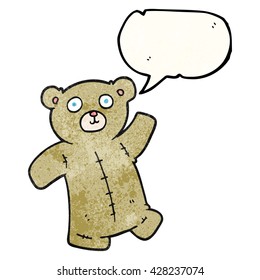 freehand speech bubble textured cartoon teddy bear