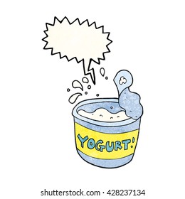 freehand speech bubble textured cartoon yogurt