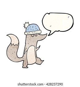burbuja de habla libre textura caricatura de lobo pequeño con sombrero