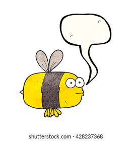 freehand speech bubble textured cartoon bee