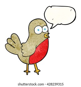 freehand speech bubble textured cartoon robin