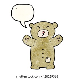 freehand speech bubble textured cartoon teddy bear