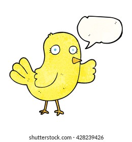 freehand speech bubble textured cartoon bird