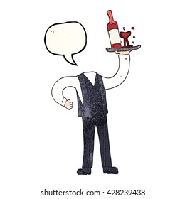 freehand speech bubble textured cartoon headless waiter (add own photos)