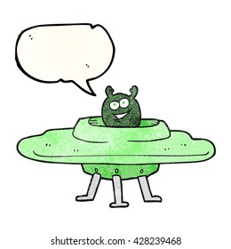 freehand speech bubble textured cartoon spaceship