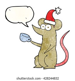burbuja de la libre expresión textura ratón de caricatura usando sombrero de navidad