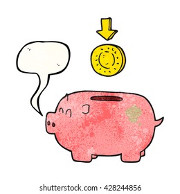 freehand speech bubble textured cartoon piggy bank