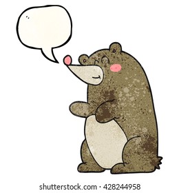 freehand speech bubble textured cartoon bear