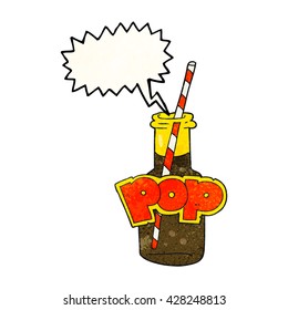 freehand speech bubble textured cartoon fizzy drink bottle