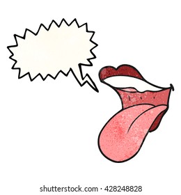 freehand speech bubble textured cartoon mouth sticking out tongue