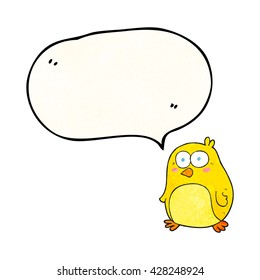 freehand speech bubble textured cartoon bird