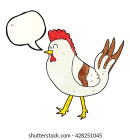freehand speech bubble textured cartoon chicken