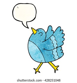 freehand speech bubble textured cartoon happy bird