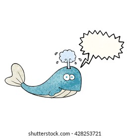 freehand speech bubble textured cartoon whale spouting water