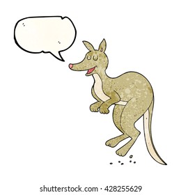 freehand speech bubble textured cartoon kangaroo