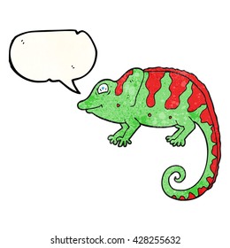 freehand speech bubble textured cartoon chameleon