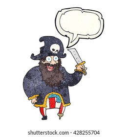 freehand speech bubble textured cartoon pirate captain