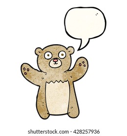 Teddybär mit freehand-Sprechblase strukturierter Cartoon