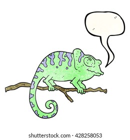 Freehand-Sprachblase strukturierte Cartoon-Chamäleon